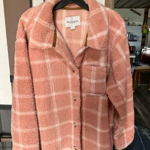 Koolaburra Pink Plaid Teddy Sherpa Jacket